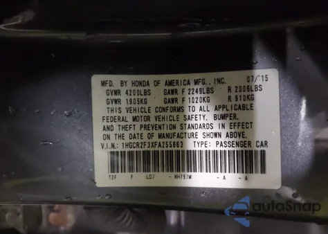 2015 Honda Accord Lx from USA, damaged, VIN 1HGCR2F3XFA255663